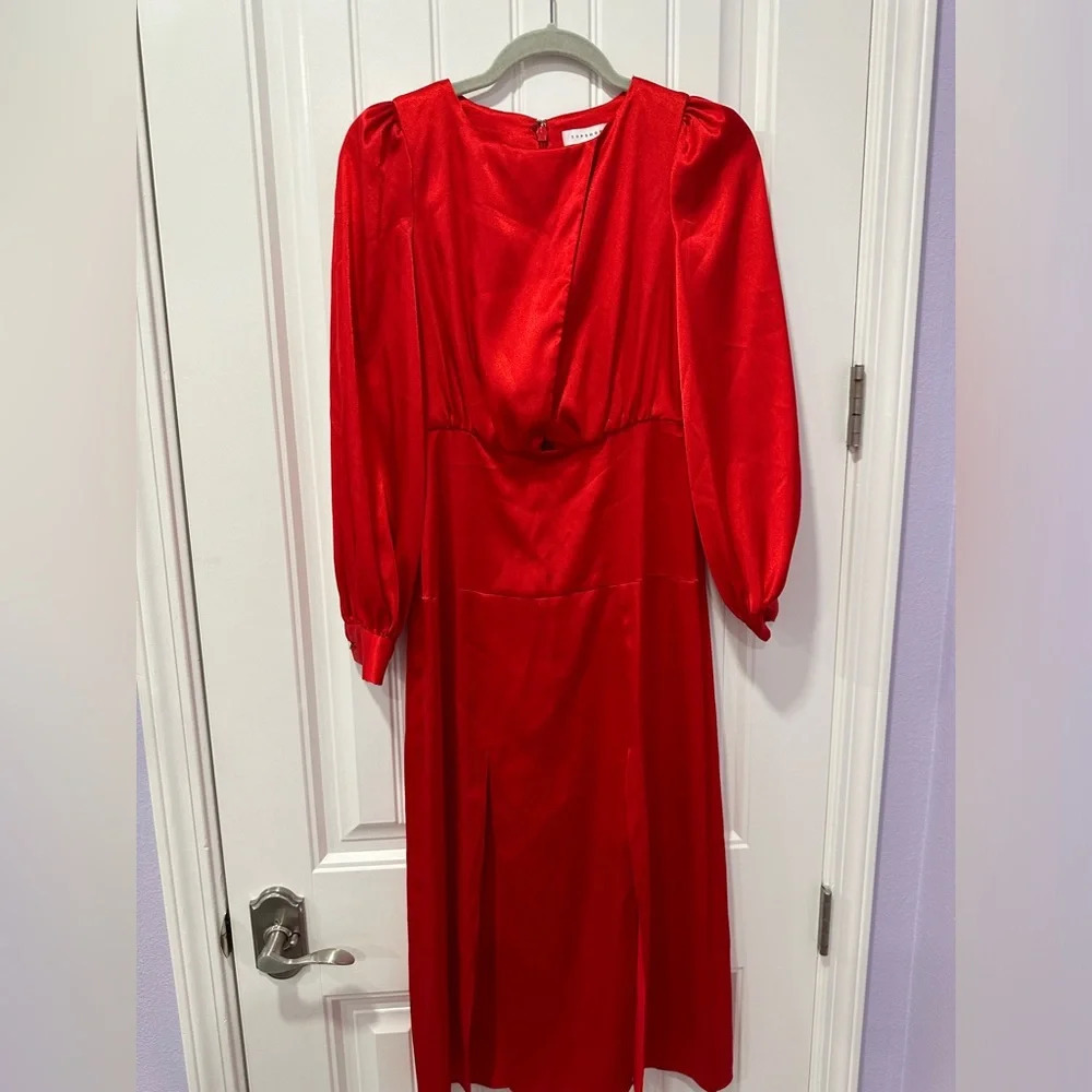 Topshop | Red Satin Cutout Dress - New with tags | Size: 2 - Picture 5 of 6